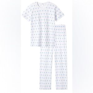 Lake Pajamas NWOT XS Blue Heart Pima short-long weekend set